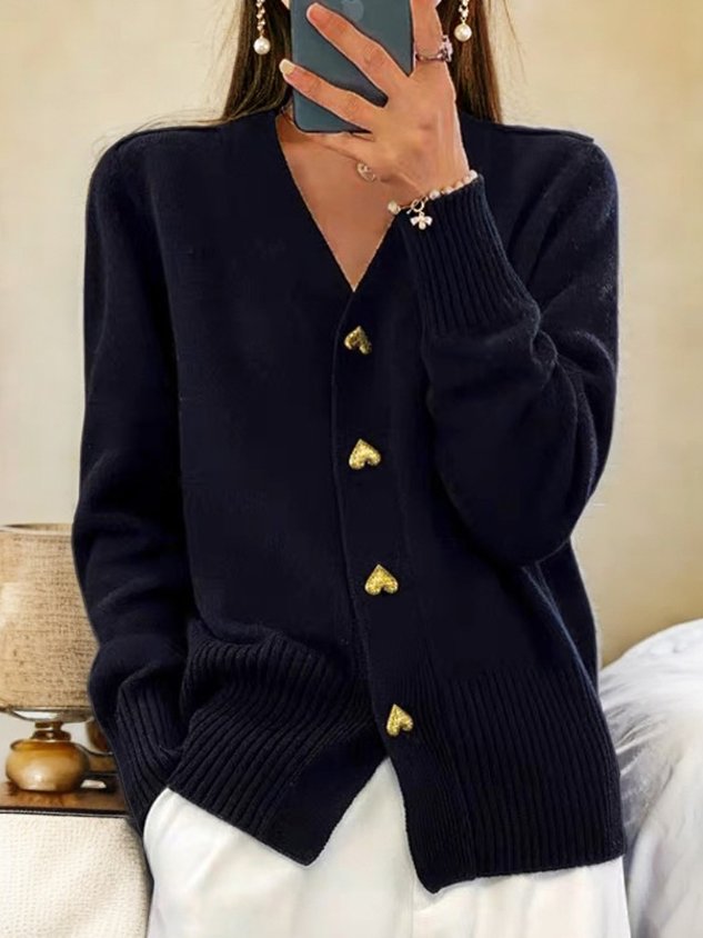 Elina | Heart Button Knit Cardigan