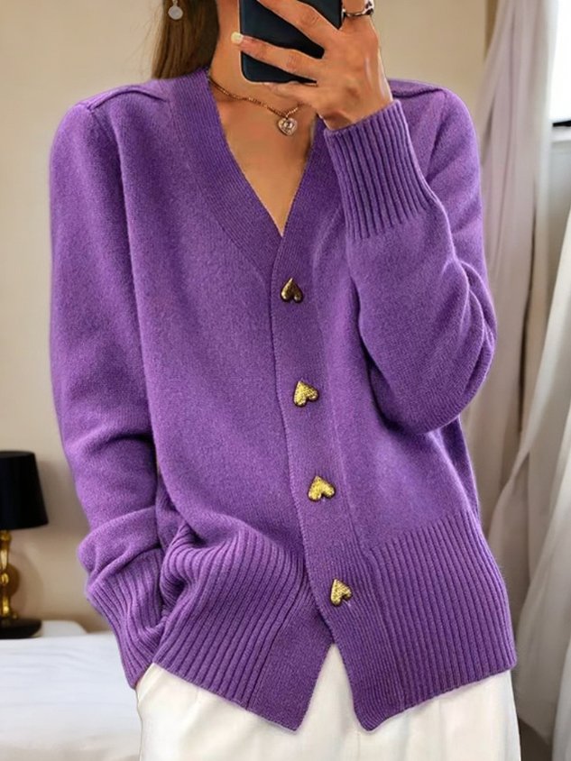 Elina | Heart Button Knit Cardigan