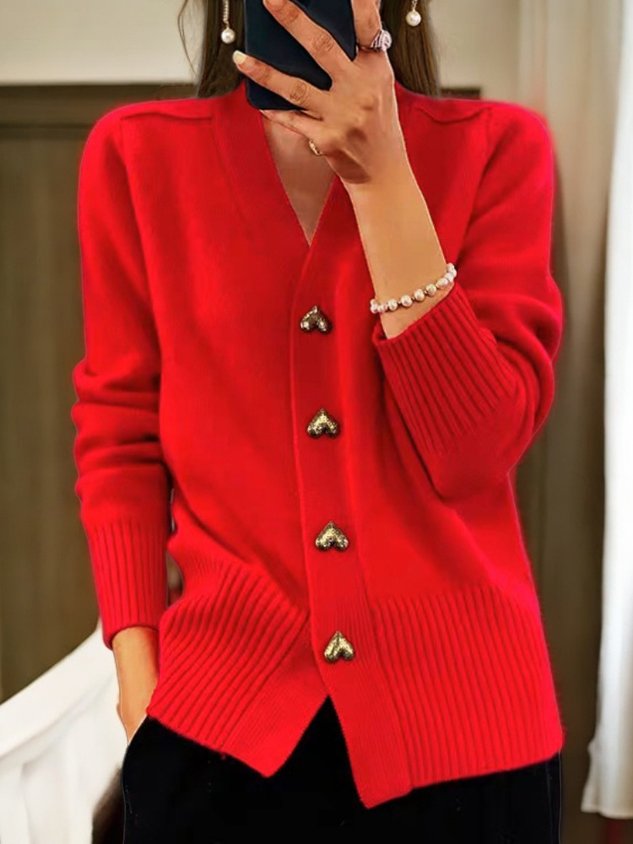Elina | Heart Button Knit Cardigan