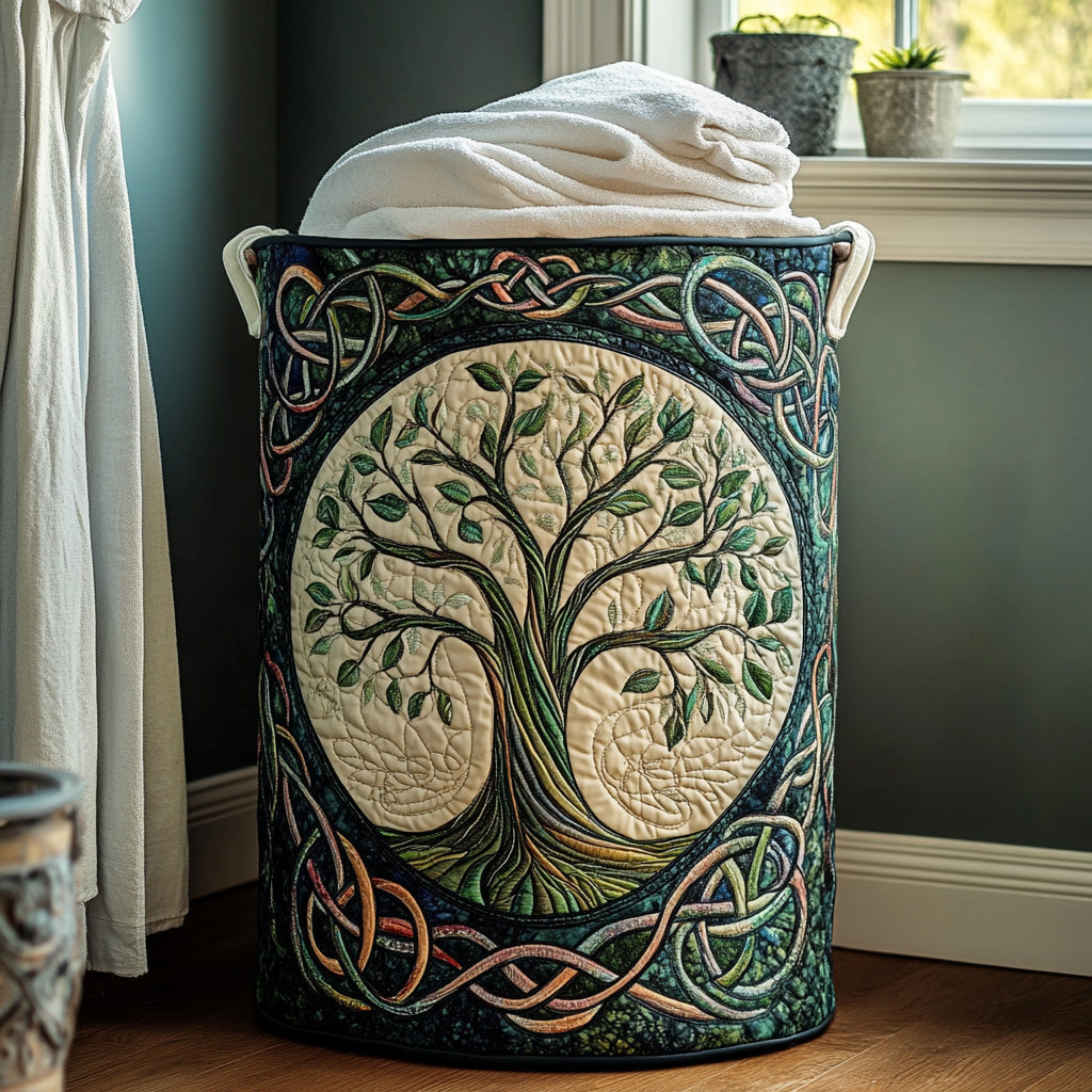 Rowan | Tree of Life Quilted Laundry Basket