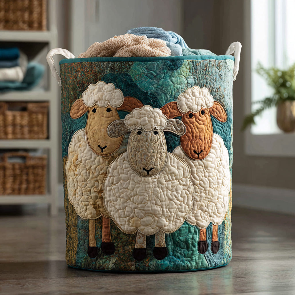 Poppy | Charming Quilted Sheep Laundry Basket