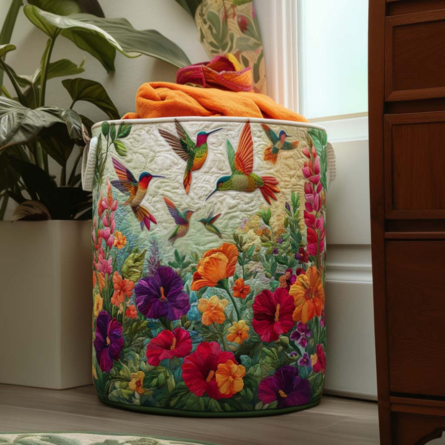 Evie | Blooming  Bird Quilted Laundry Basket
