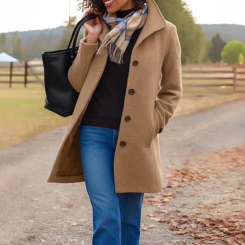 Aurora | Button-Front Coat & Scarf Set