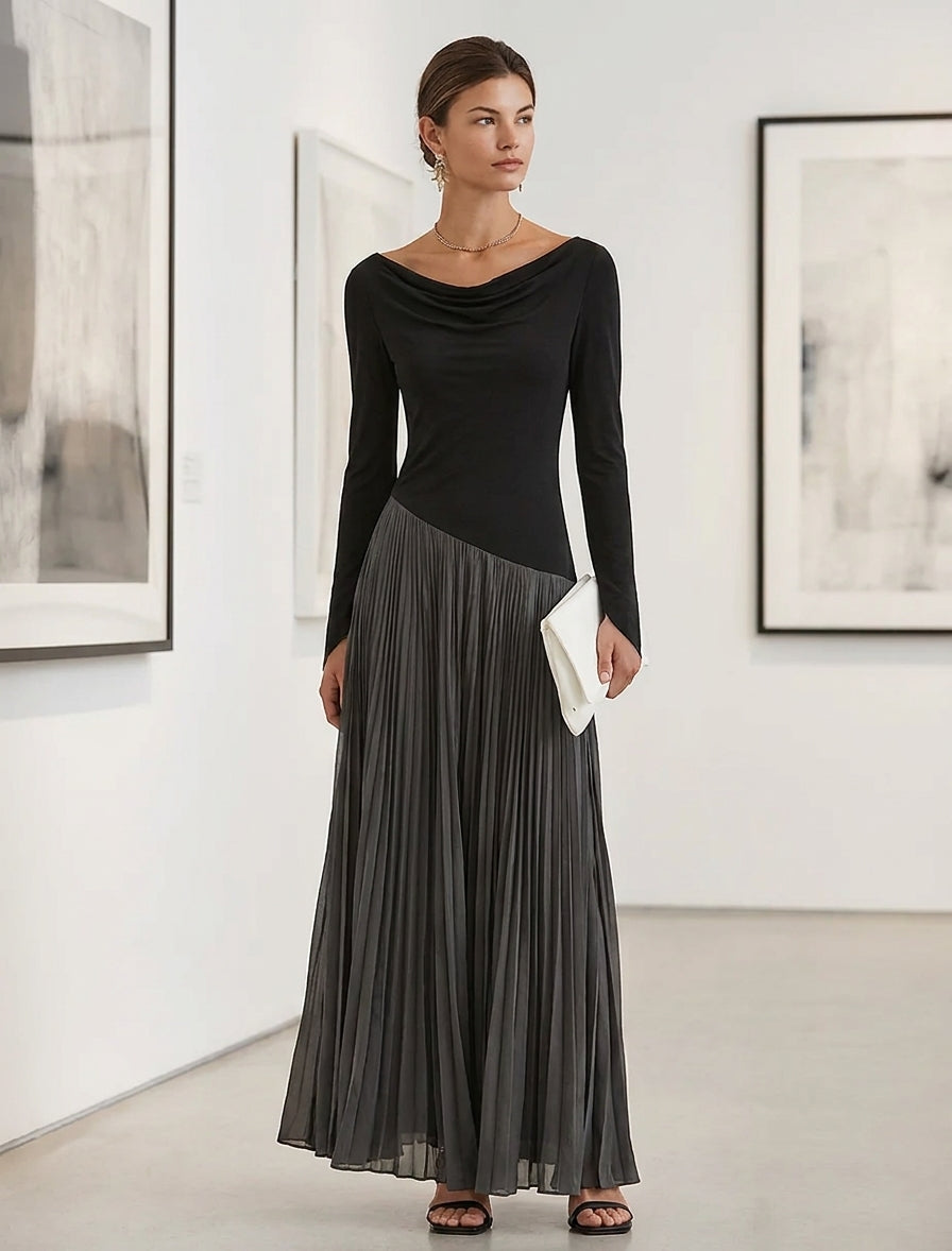 Serena | Draped Pleated Maxi Dress