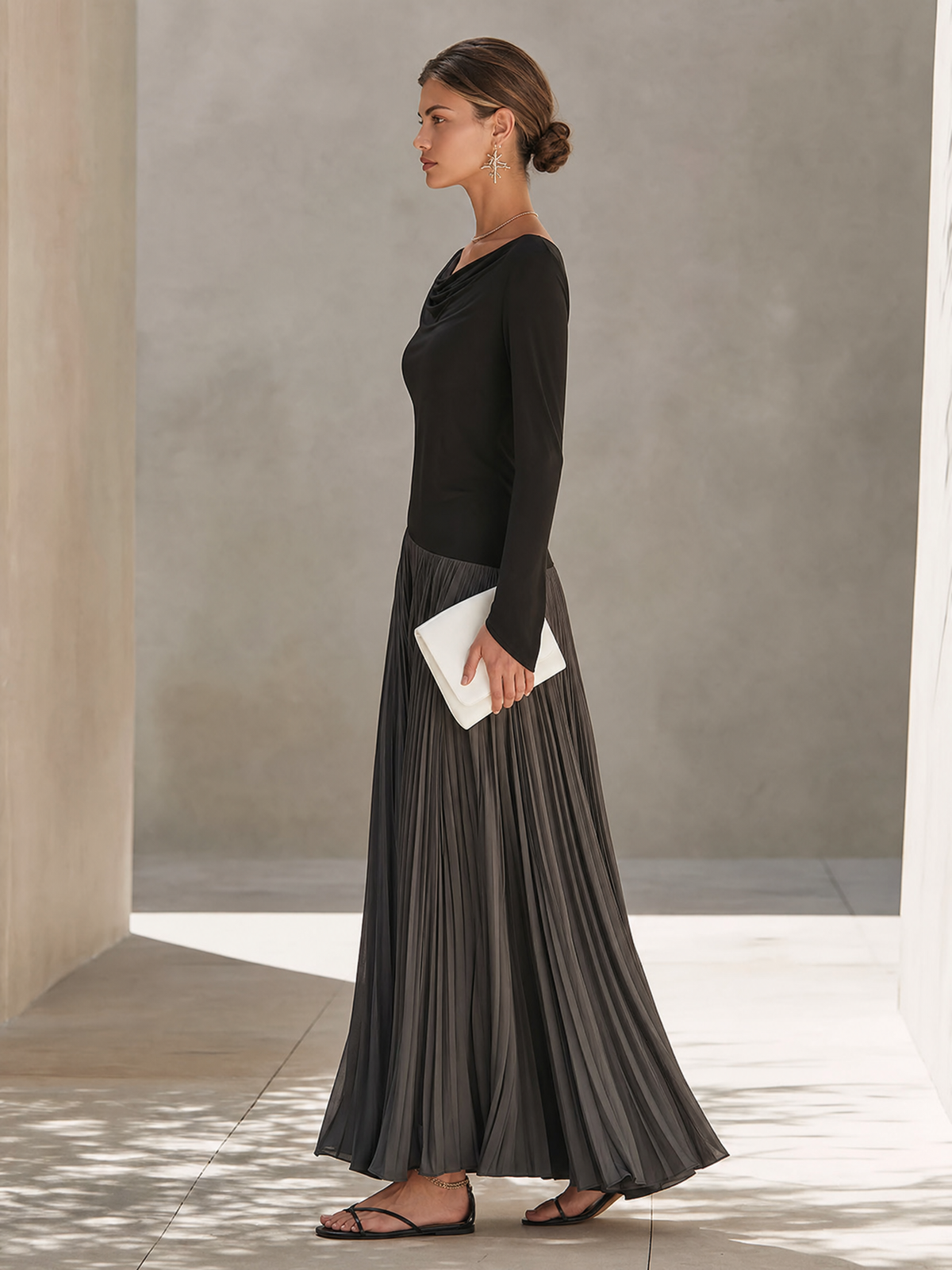 Serena | Draped Pleated Maxi Dress
