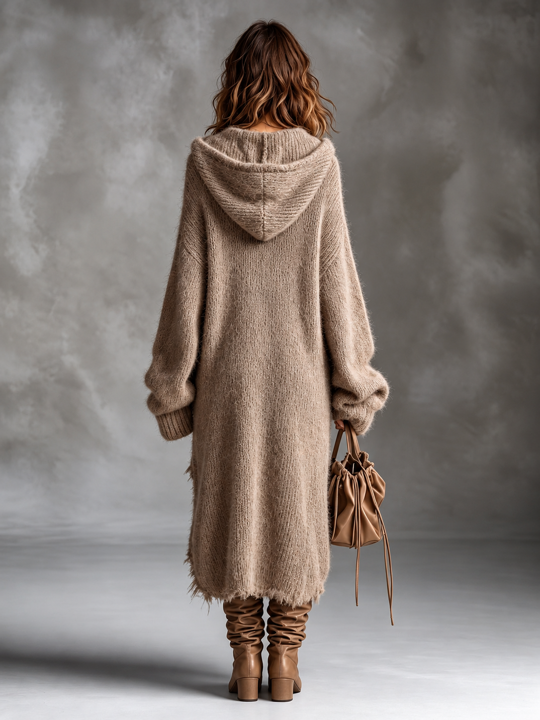 Heather | Boho Chic Asymmetric Hooded Knit Dress