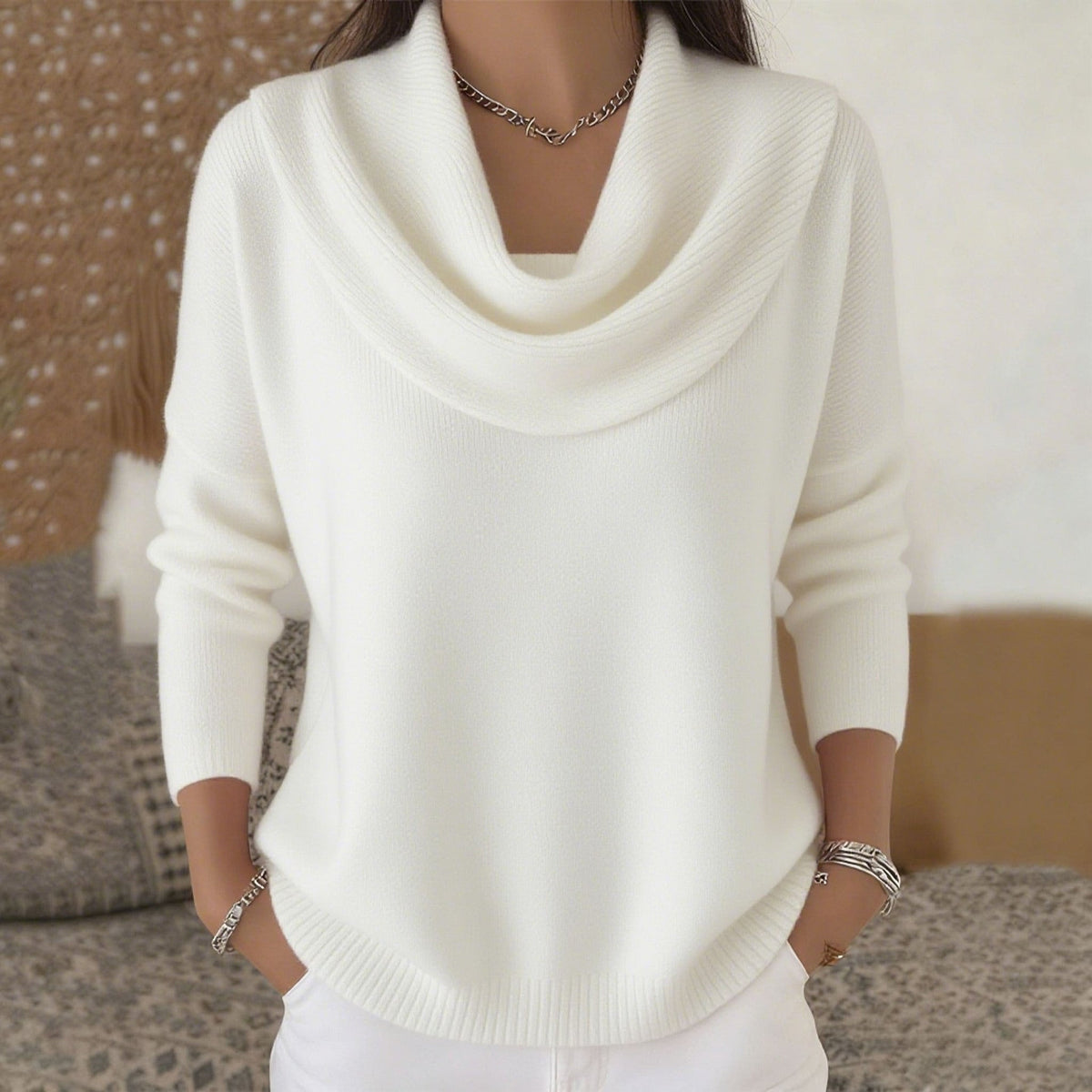 Vivienne | Elegant Cowl Neck Knit Sweater