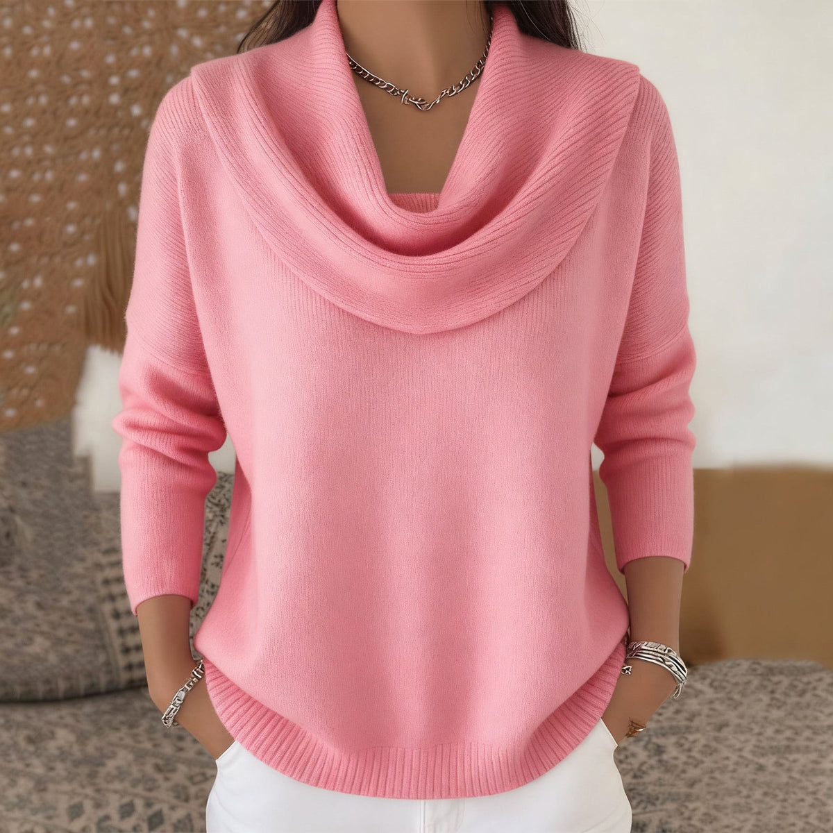 Vivienne | Elegant Cowl Neck Knit Sweater