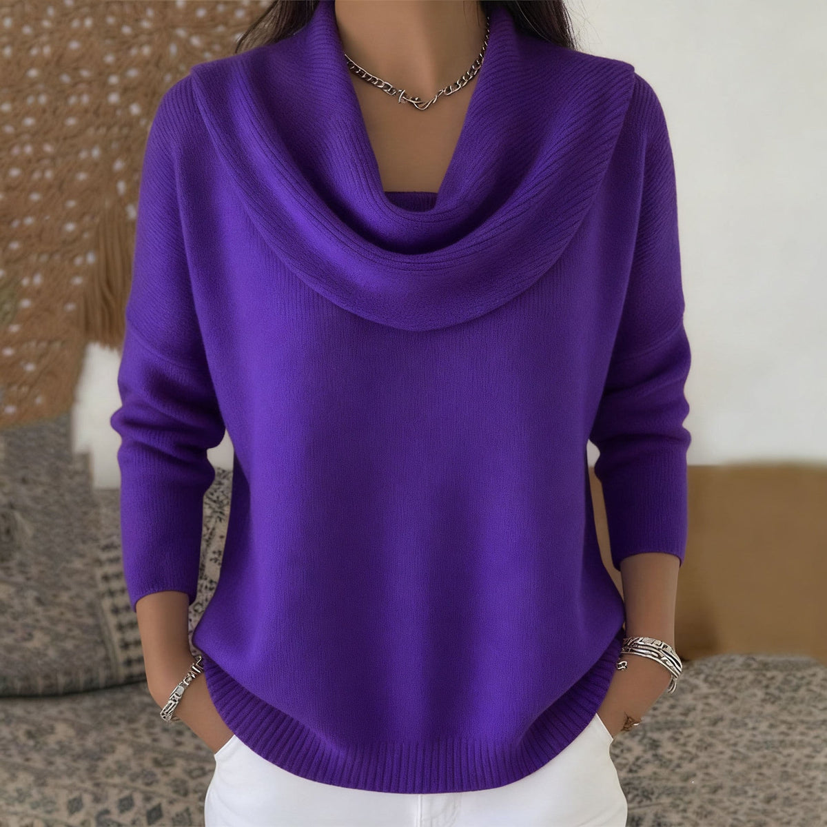 Vivienne | Elegant Cowl Neck Knit Sweater