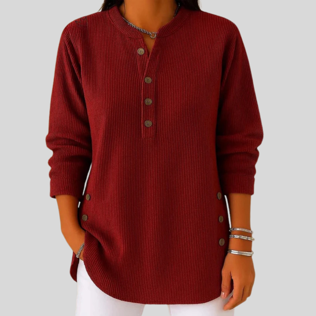Amber | Relaxed Button-Detail Knit Sweater