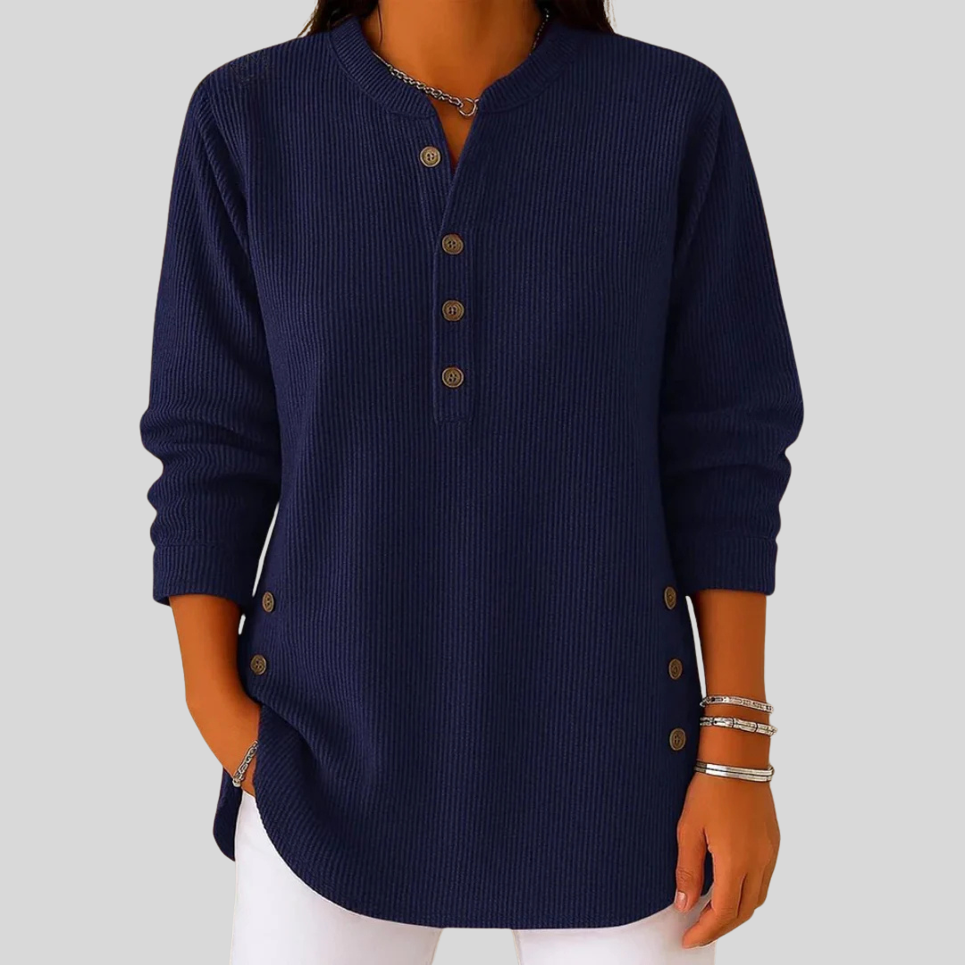 Amber | Relaxed Button-Detail Knit Sweater