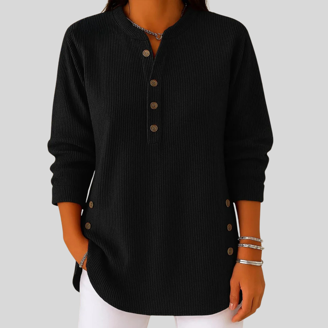 Amber | Relaxed Button-Detail Knit Sweater