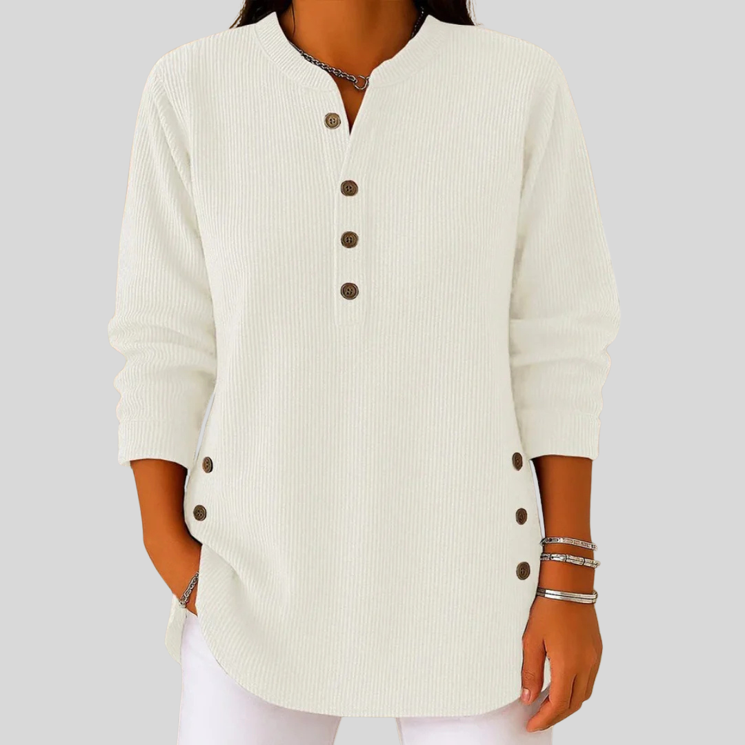 Amber | Relaxed Button-Detail Knit Sweater