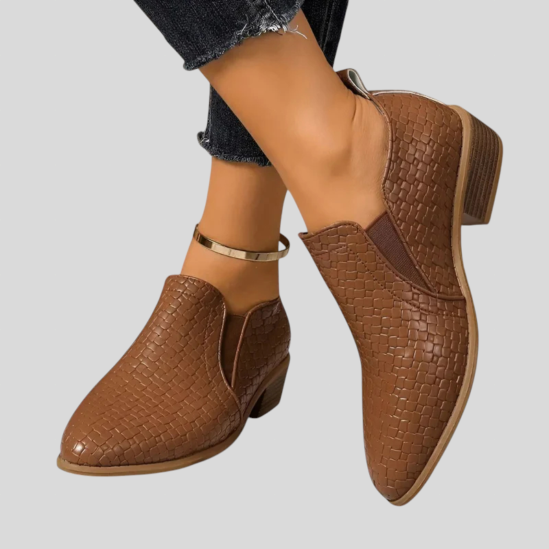 Elaine | | Woven-Texture Comfort Ankle Boots