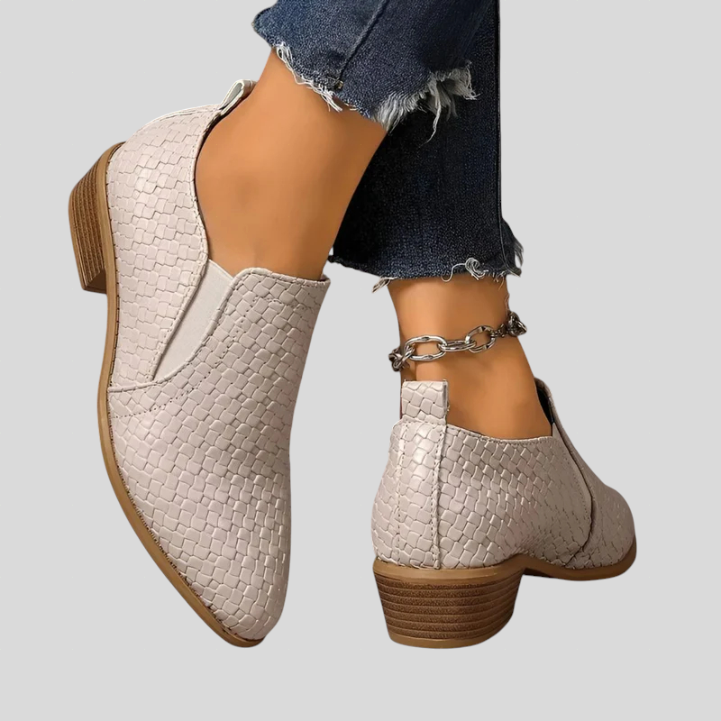 Elaine | | Woven-Texture Comfort Ankle Boots