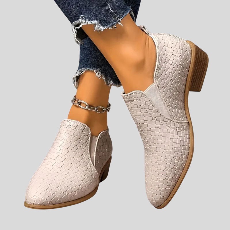 Elaine | | Woven-Texture Comfort Ankle Boots