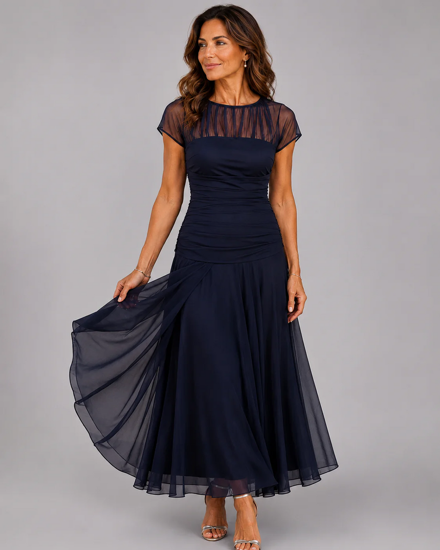 Lorenza | Sophisticated Ruched Chiffon Dress