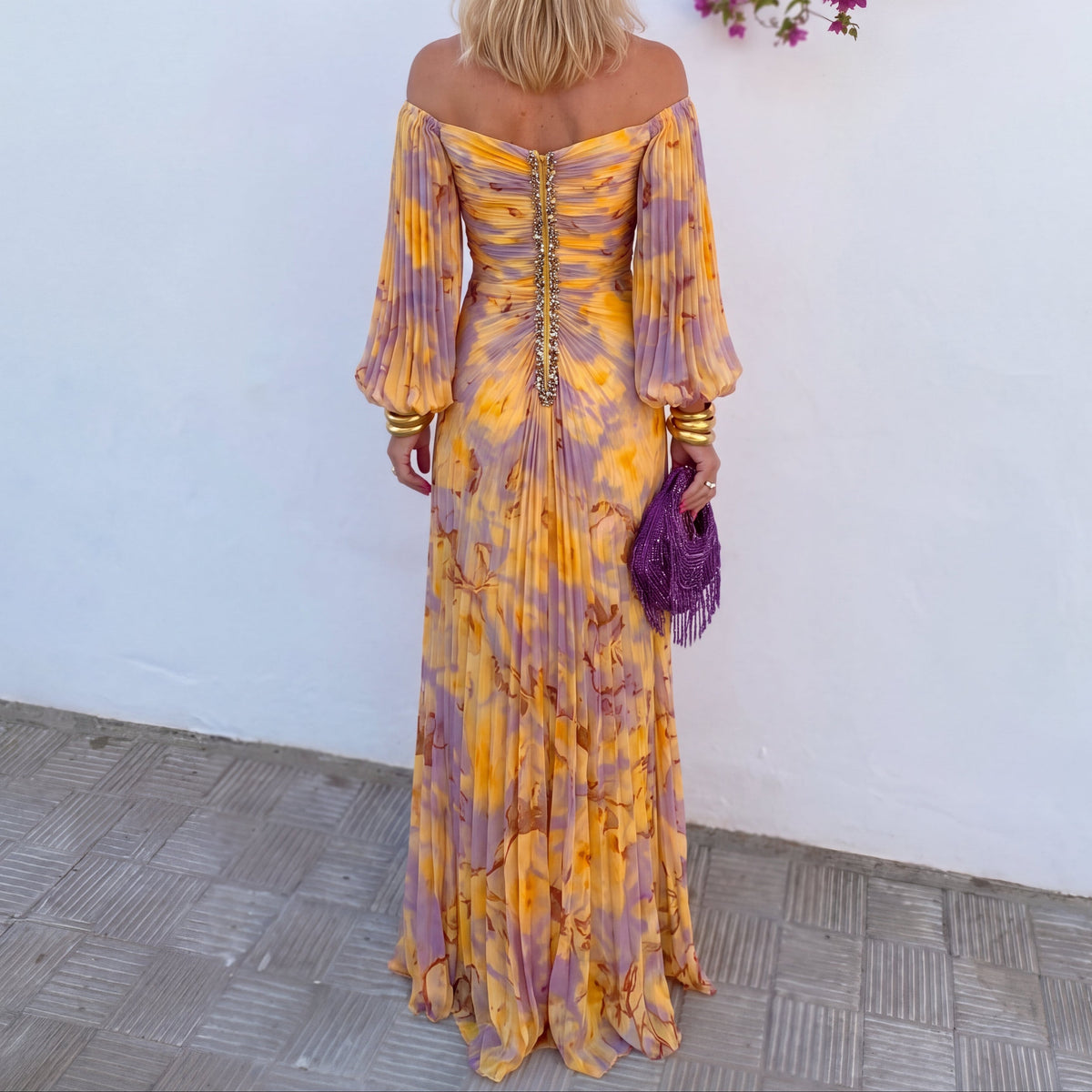 Mia | Off-Shoulder Ruched Floral Maxi Dress