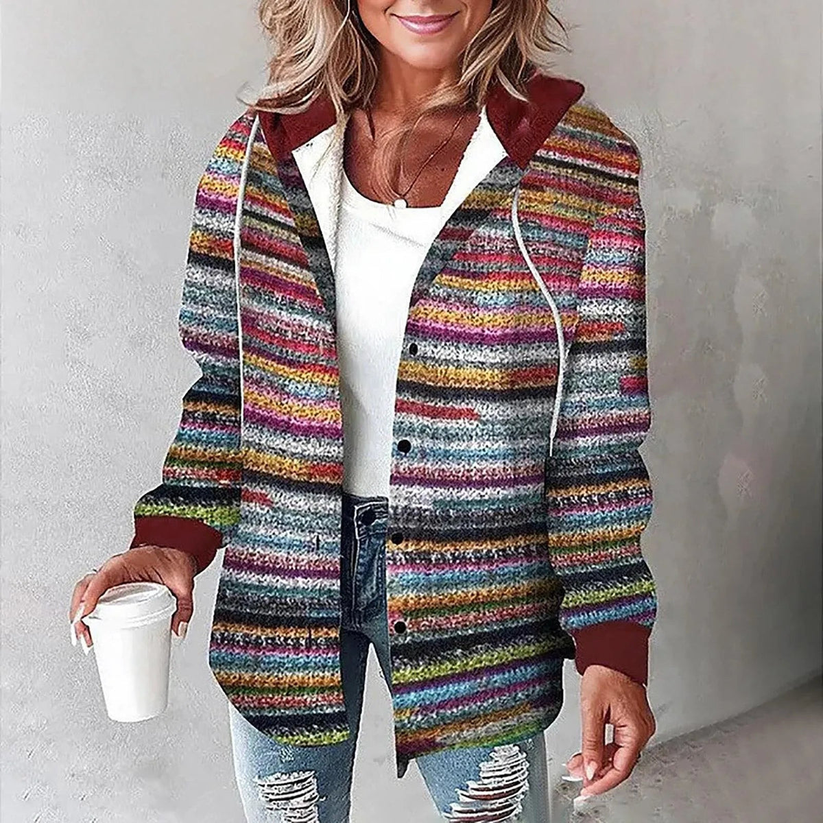 Élise | Cozy Plaid Hooded Overshirt