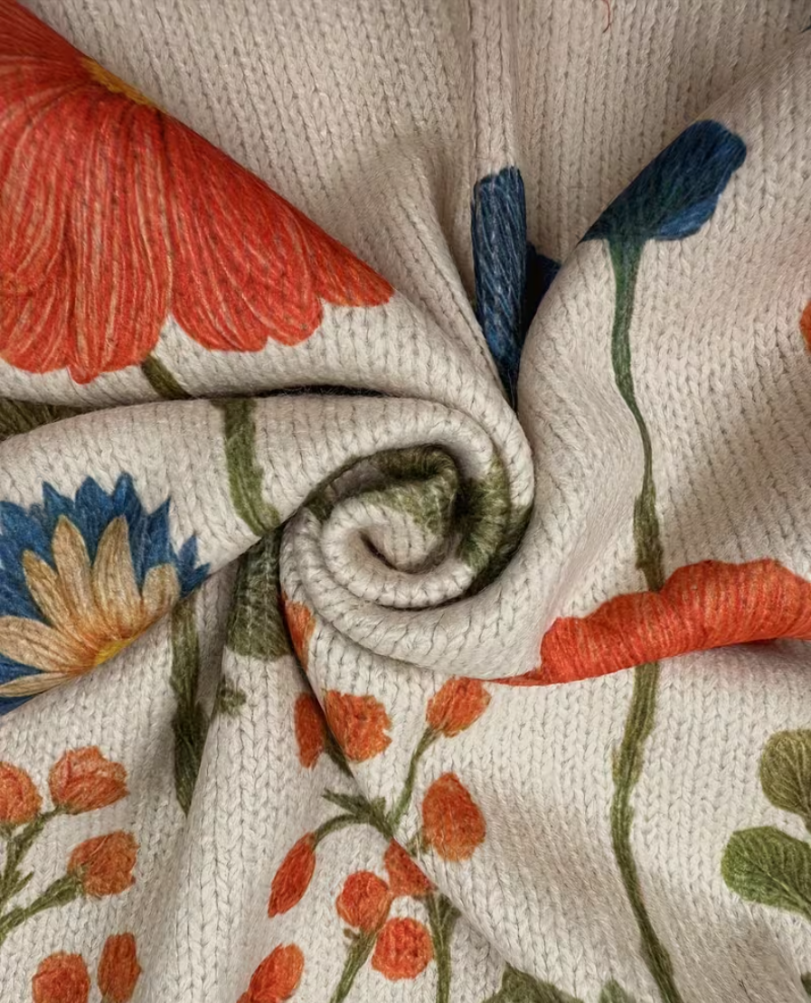 Wrenna™ | Floral Zip-Up Knit Cardigan
