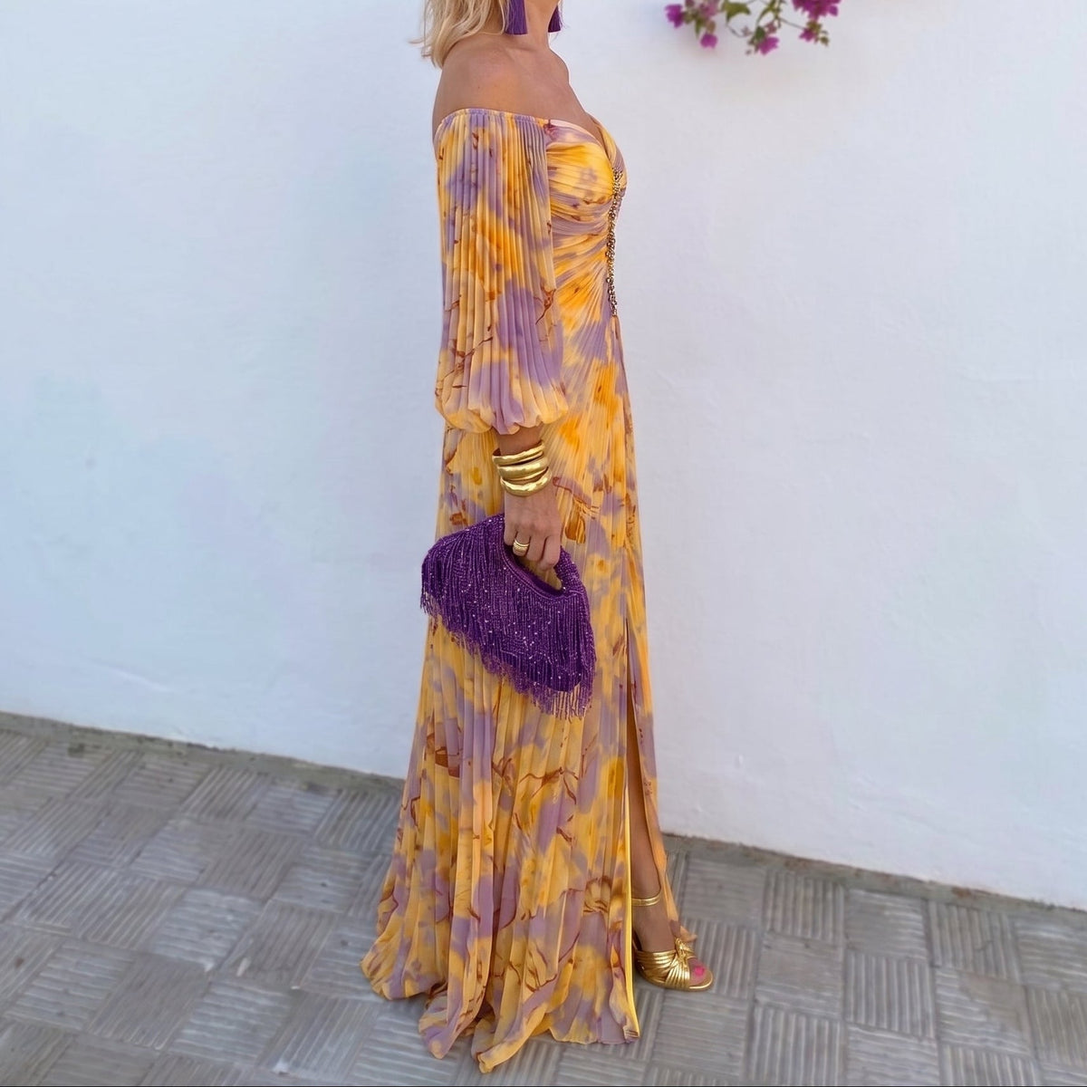 Mia | Off-Shoulder Ruched Floral Maxi Dress