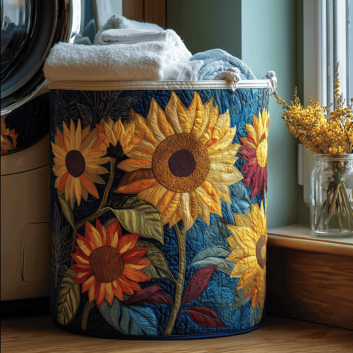 Sunny | Golden Sunflower Laundry Basket
