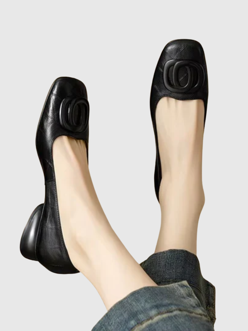 Opium | Elegant Leather Block-Heel Flats