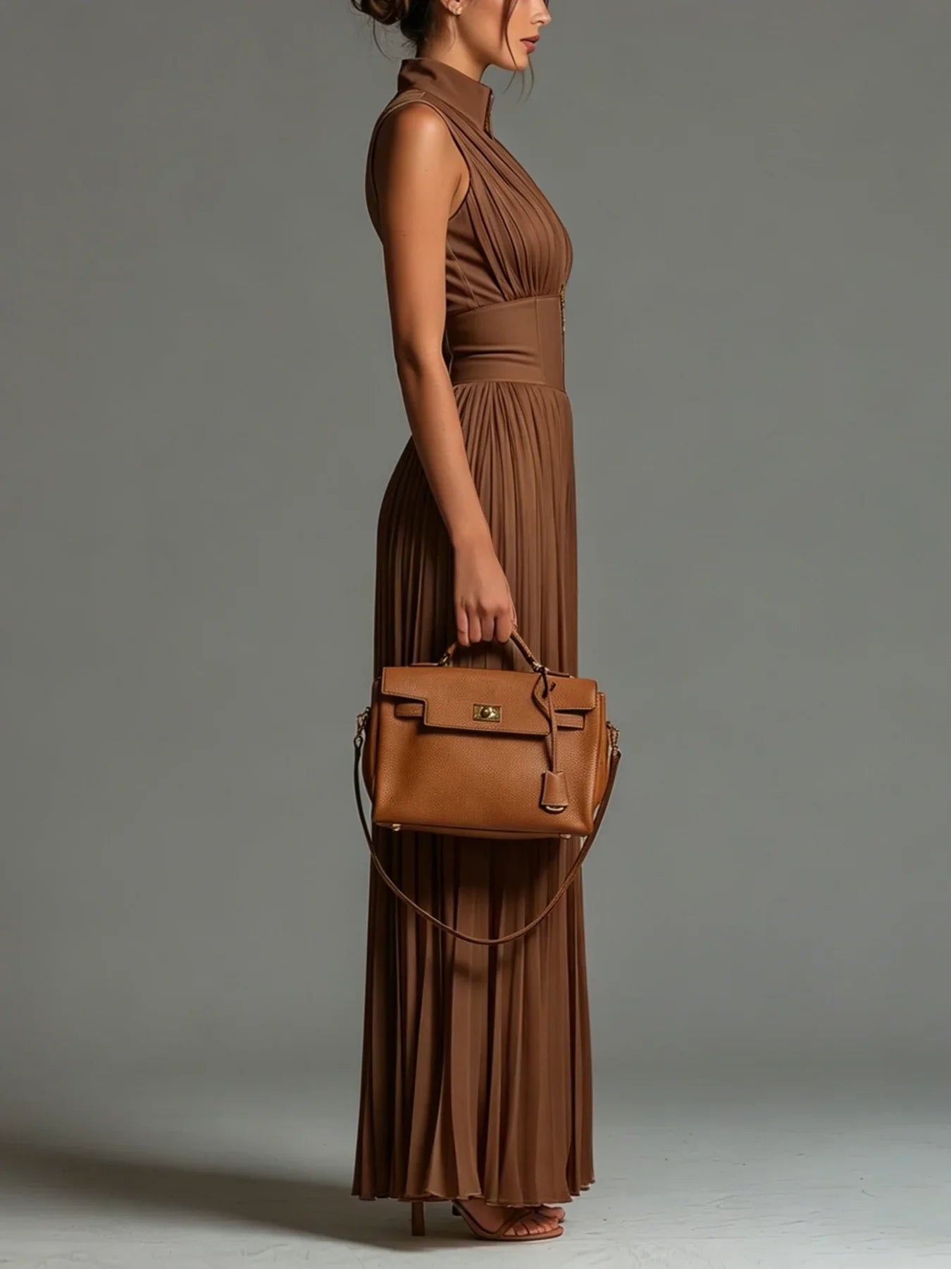 Laure | Pleated Wide-Leg Zip-Front Jumpsuit