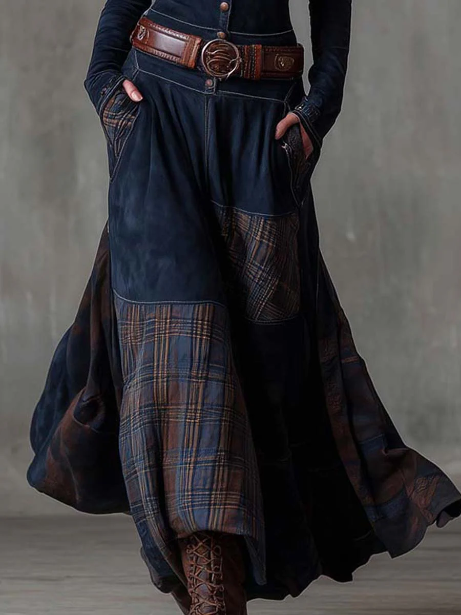 Elisa | Vintage Patchwork Belted Maxi Dress