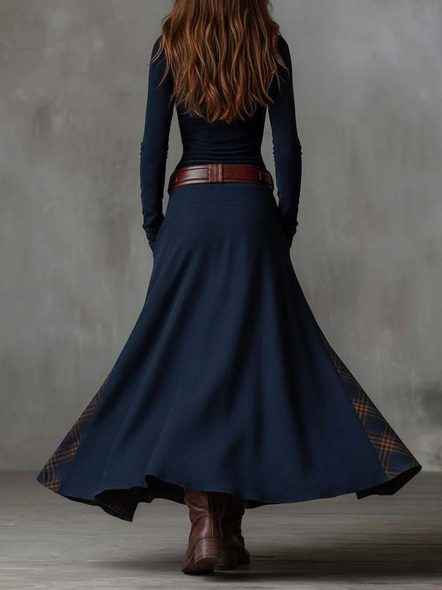 Elisa | Vintage Patchwork Belted Maxi Dress
