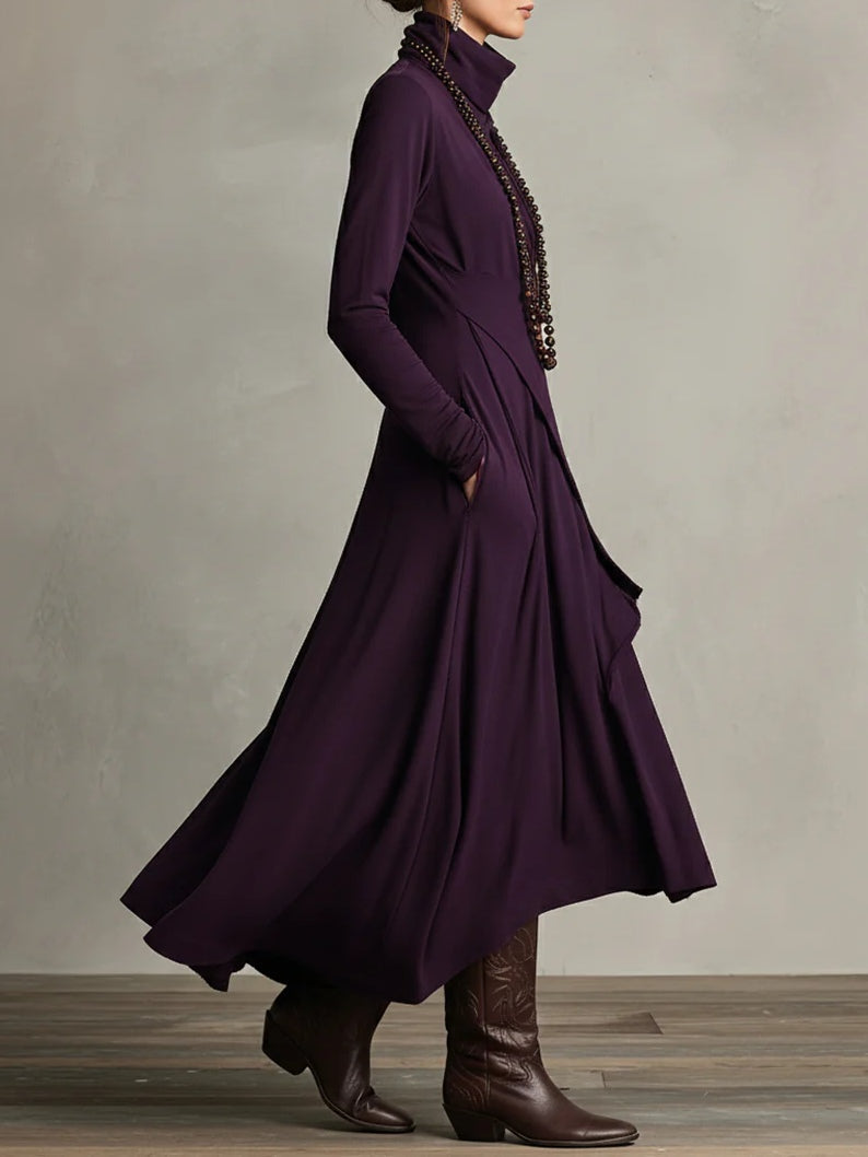 Arielle | Draped Asymmetrical Turtleneck Dress