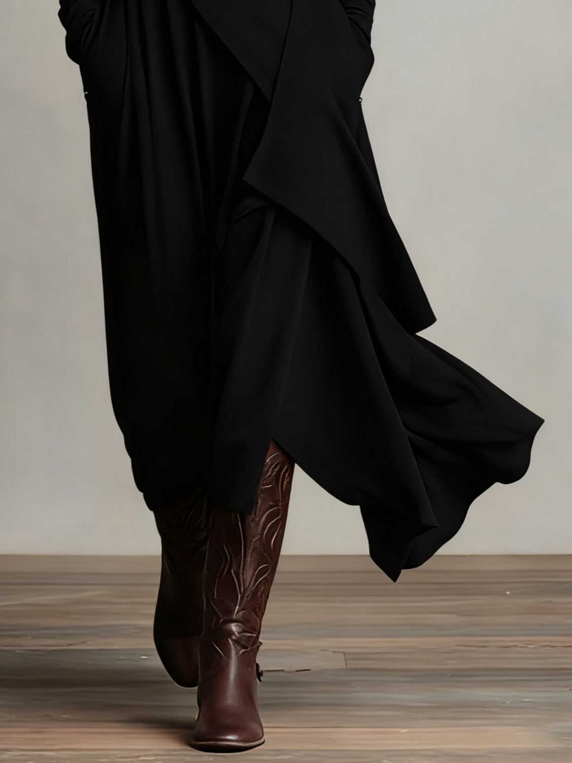 Arielle | Draped Asymmetrical Turtleneck Dress