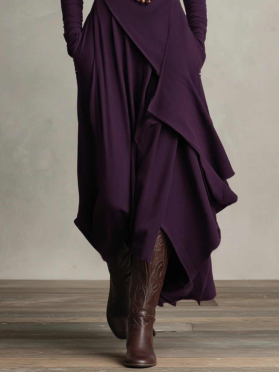 Arielle | Draped Asymmetrical Turtleneck Dress