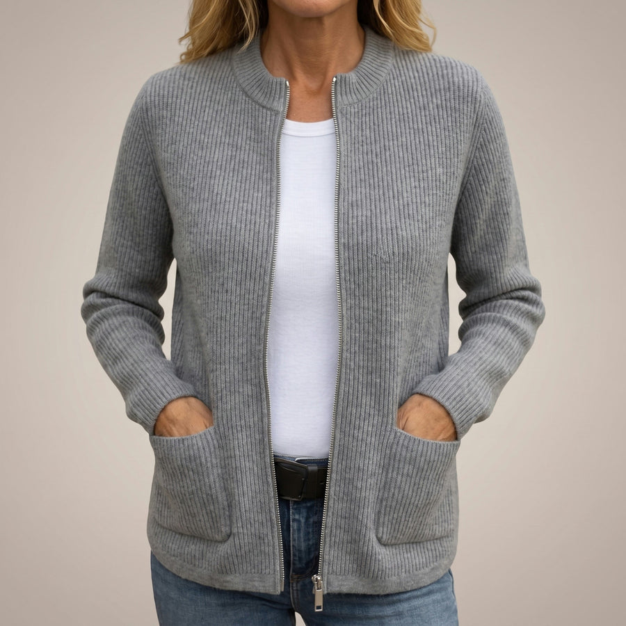 Lauren | Cozy Ribbed Zip-Up Cardigan