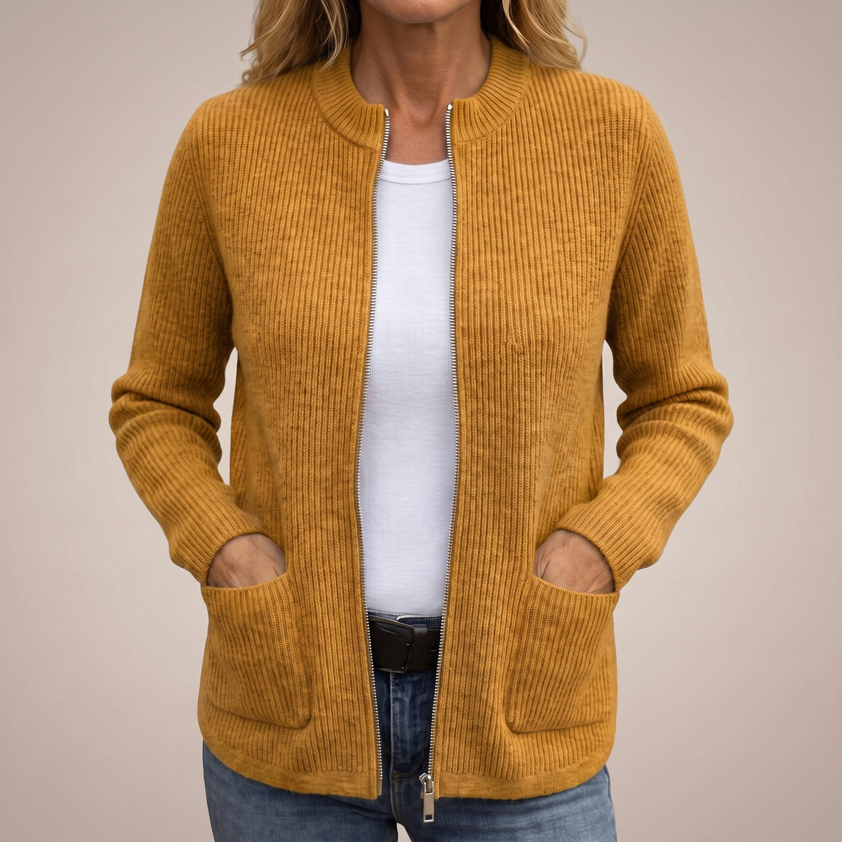 Lauren | Cozy Ribbed Zip-Up Cardigan