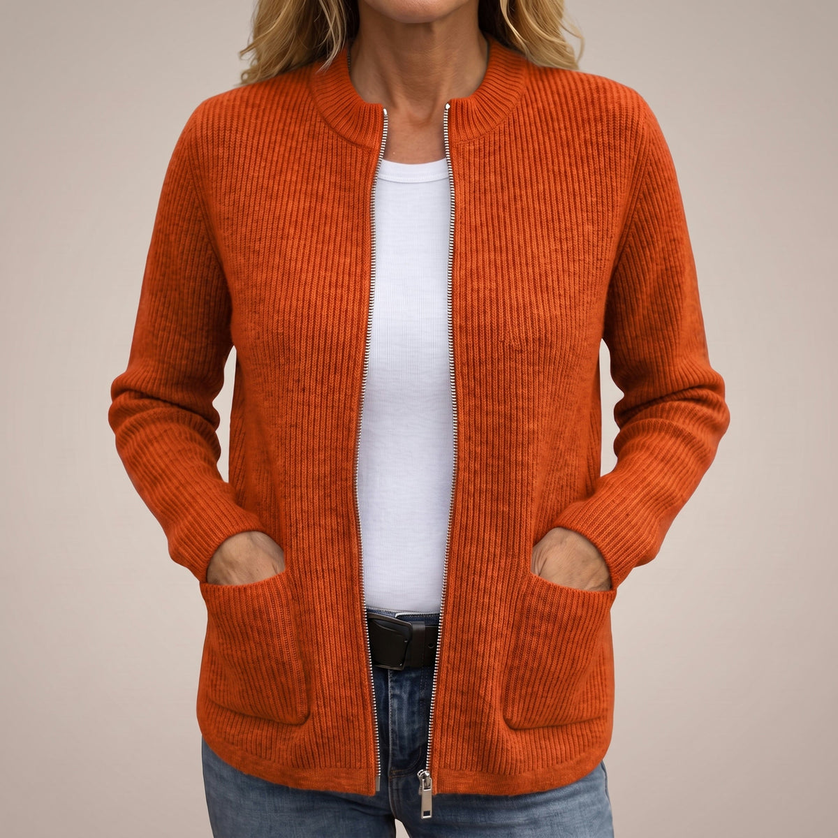 Lauren | Cozy Ribbed Zip-Up Cardigan