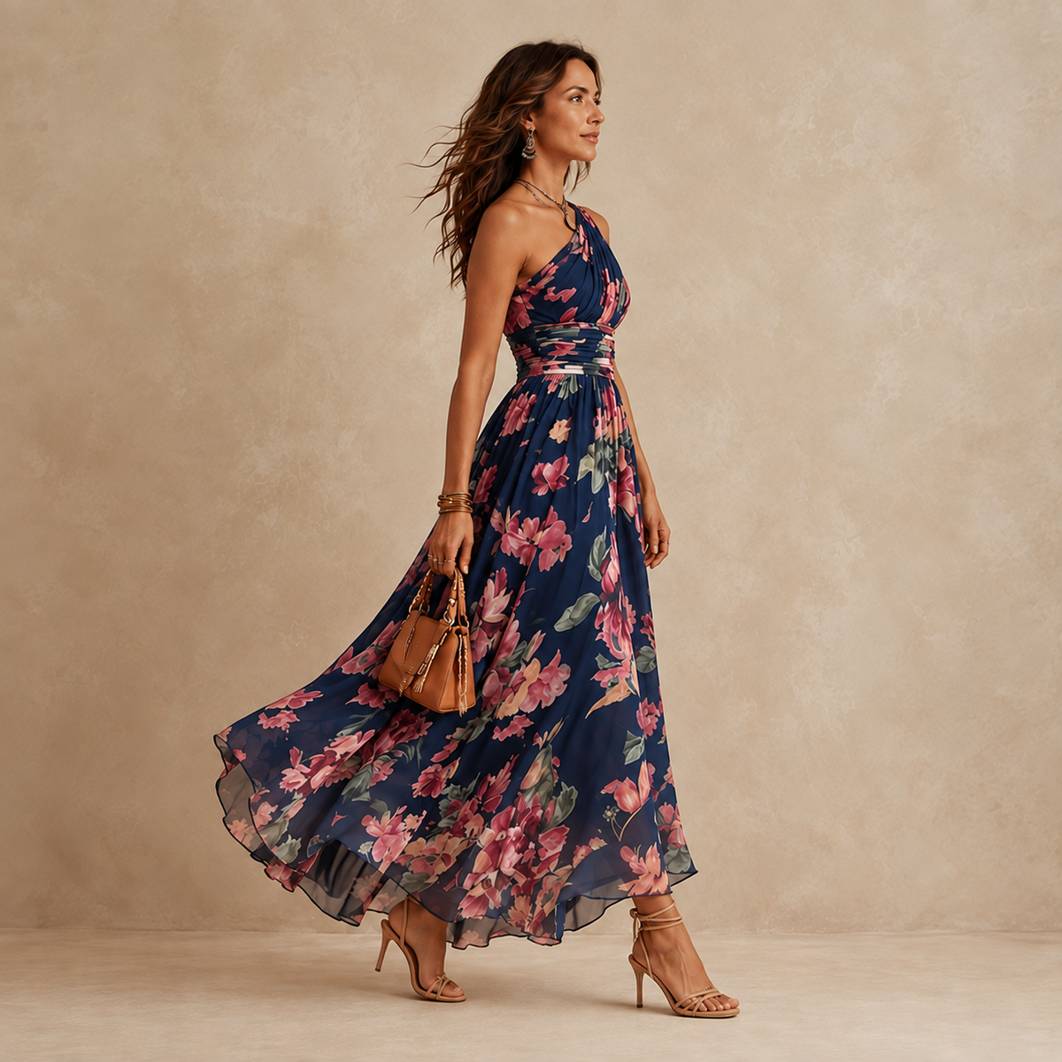 Annabelle | Romantic One-Shoulder Floral Maxi Dress