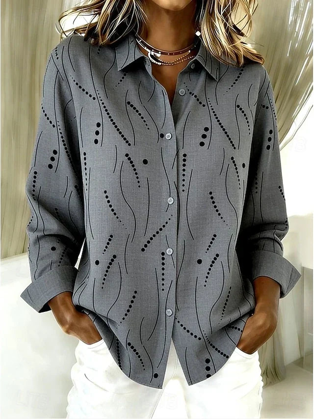 Pernella™ | Chic Abstract Print Button Blouse