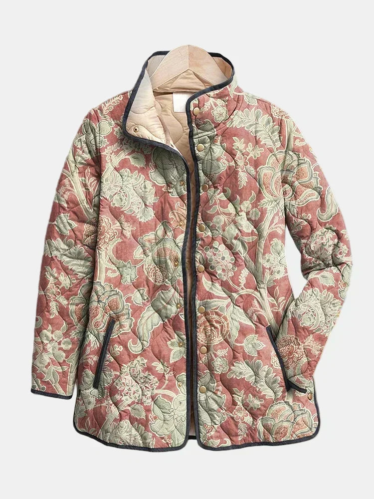Margot | Terracotta Damask Quilted Jacket