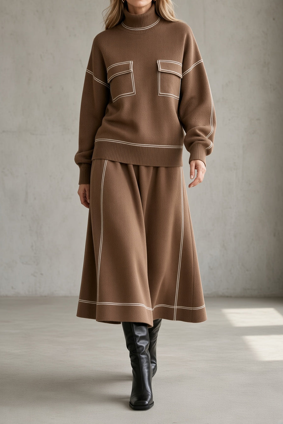 Natalie™ | Elegant Turtleneck & Maxi Skirt Set