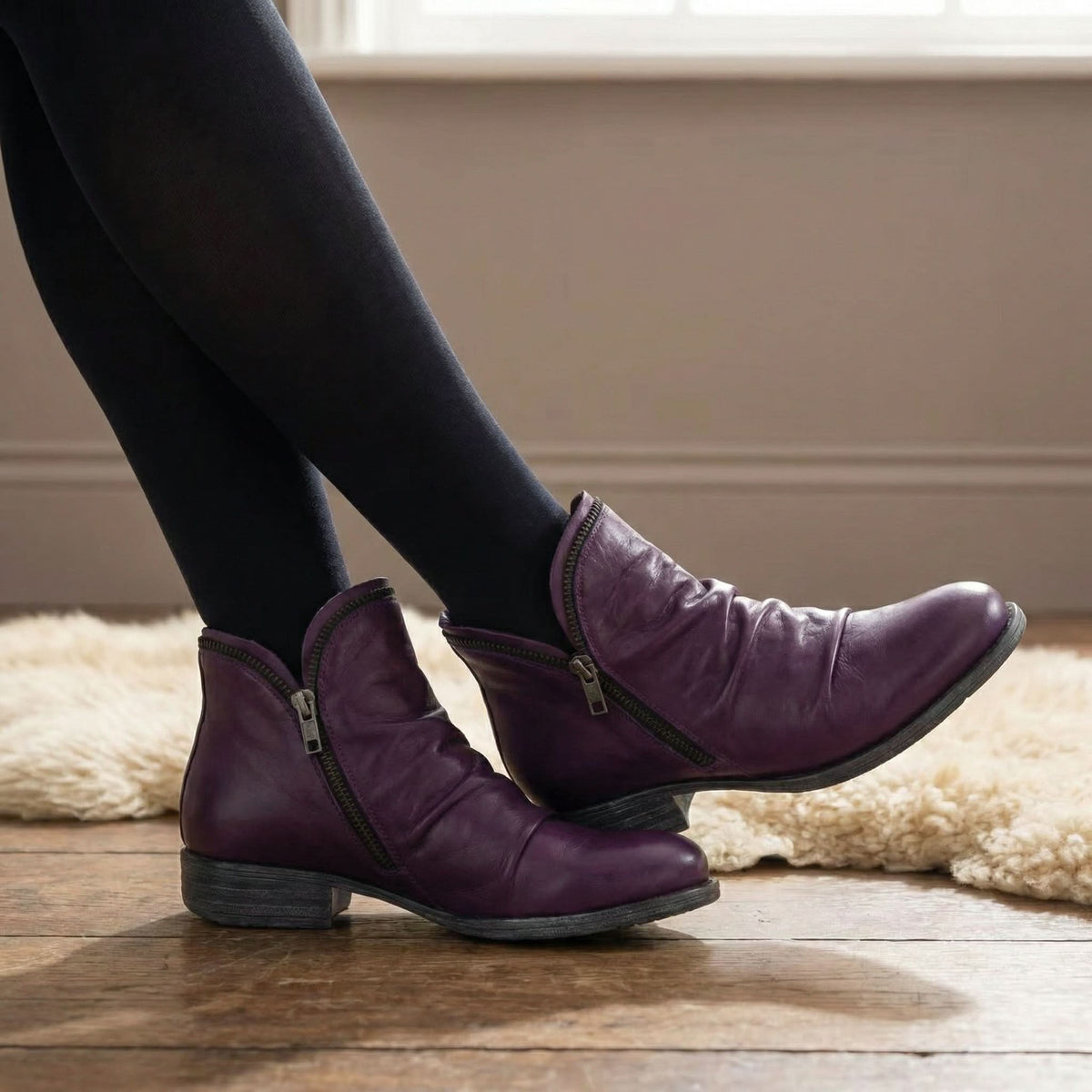 Harper | Ruched Zip-Up Ankle Boots