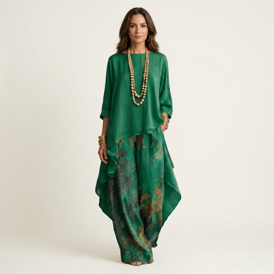Cariola | Cotton & Silk Two-Piece Set with an Asymmetrical Tunic