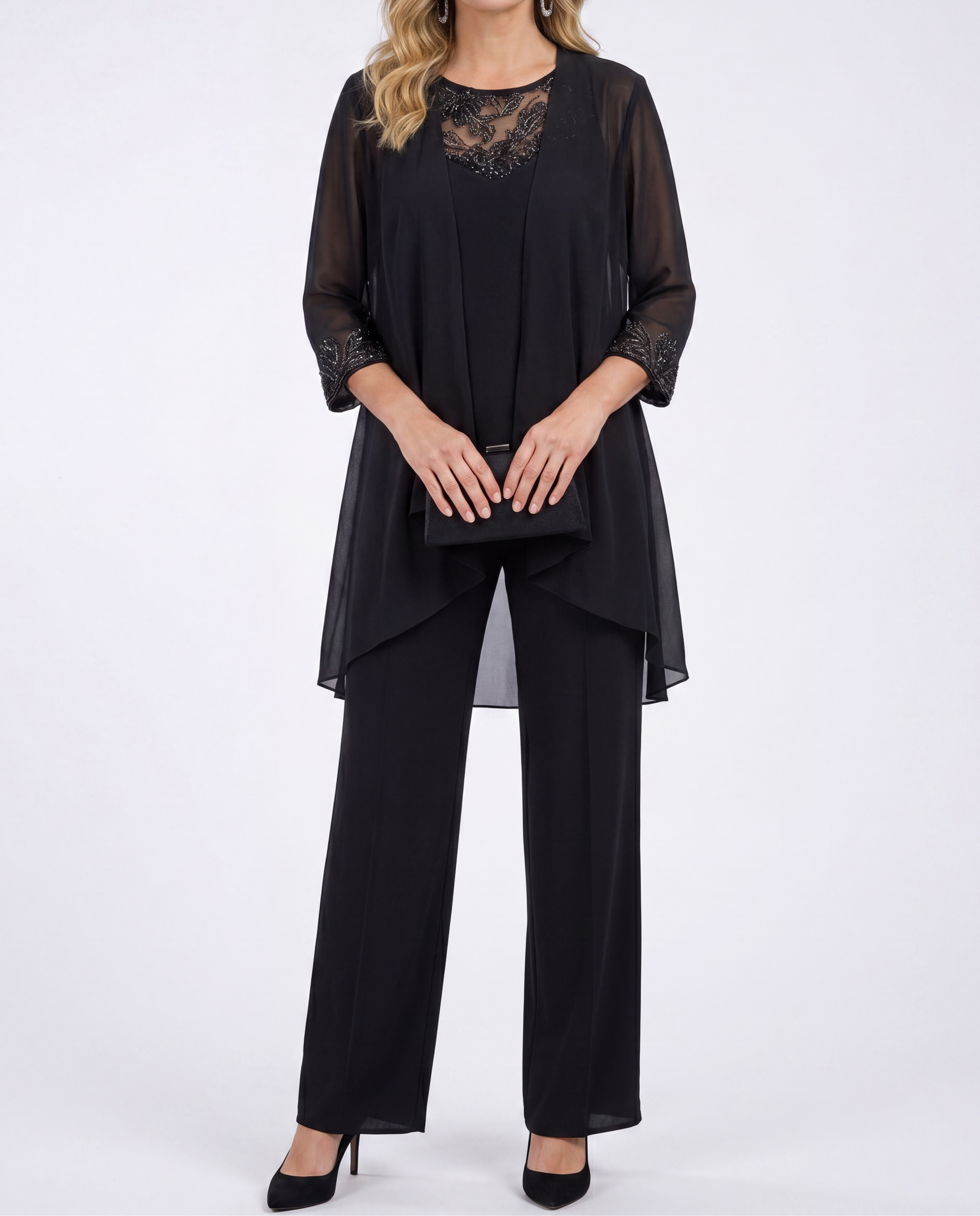 Eleanor™ | Lace-Detail Jacket & Wide-Leg Trouser Set