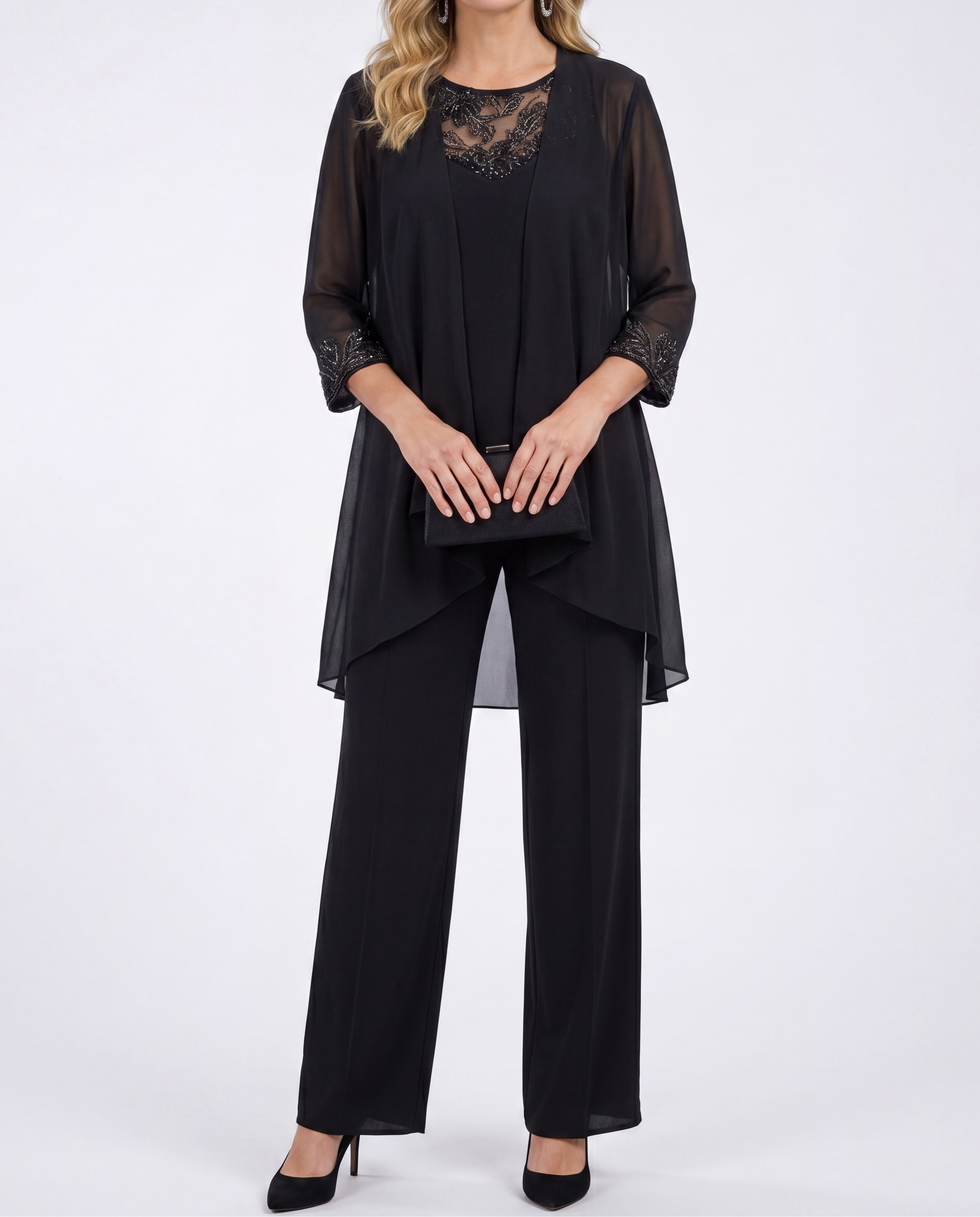 Eleanor™ | Lace-Detail Jacket & Wide-Leg Trouser Set