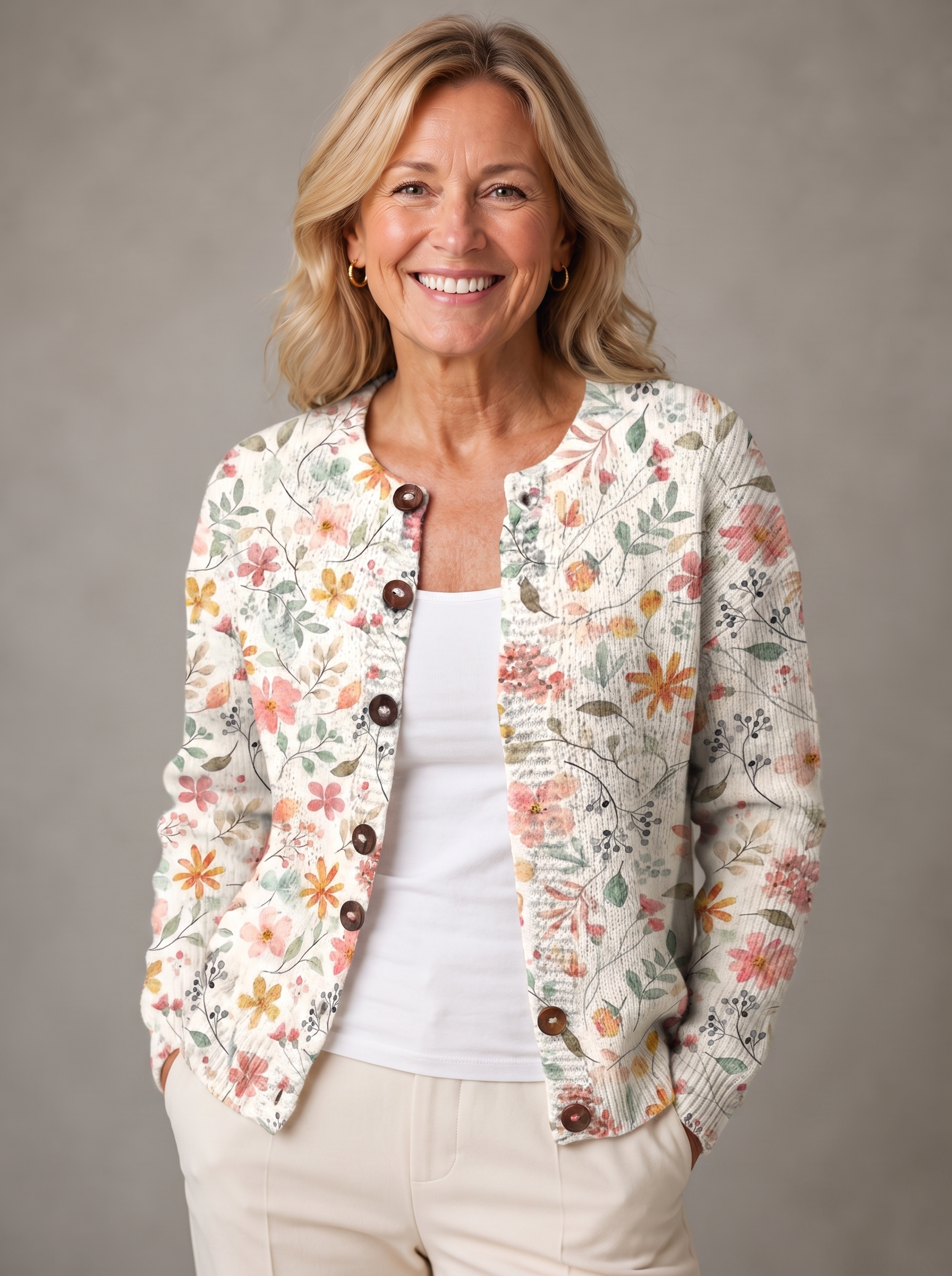 Evie | Vintage Floral Knit Cardigan