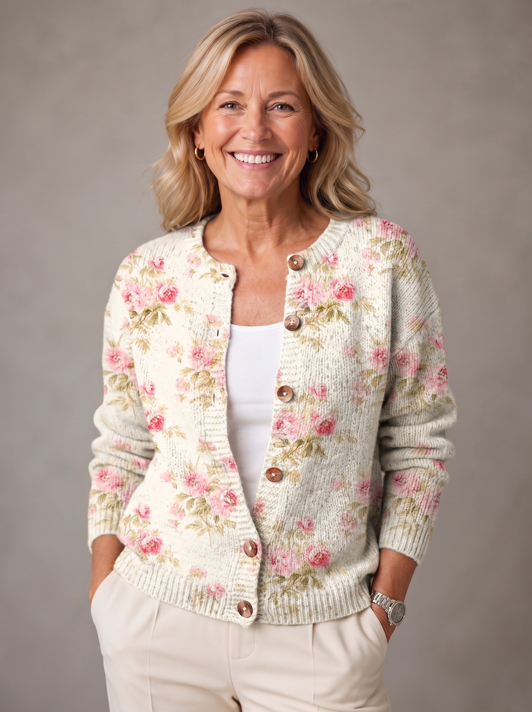 Clara | Vintage Floral Knit Cardigan