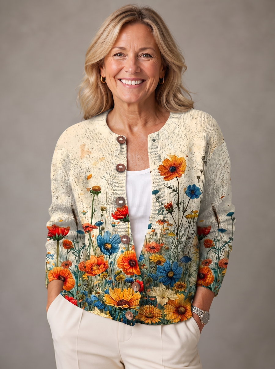 Sienna | Wildflower Meadow Knit Button Cardigan