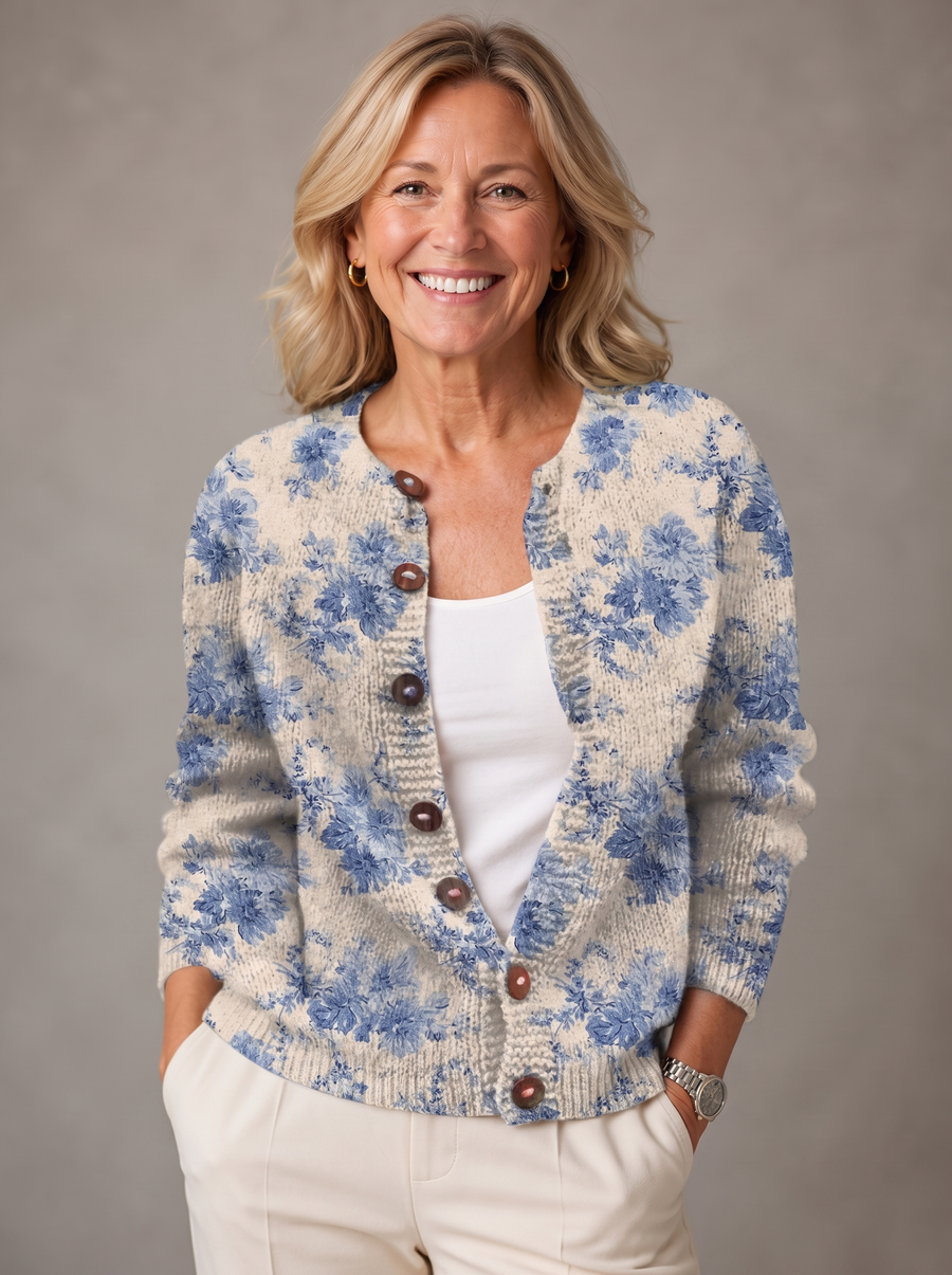Elsie | Vintage Bloom Knit Button Cardigan