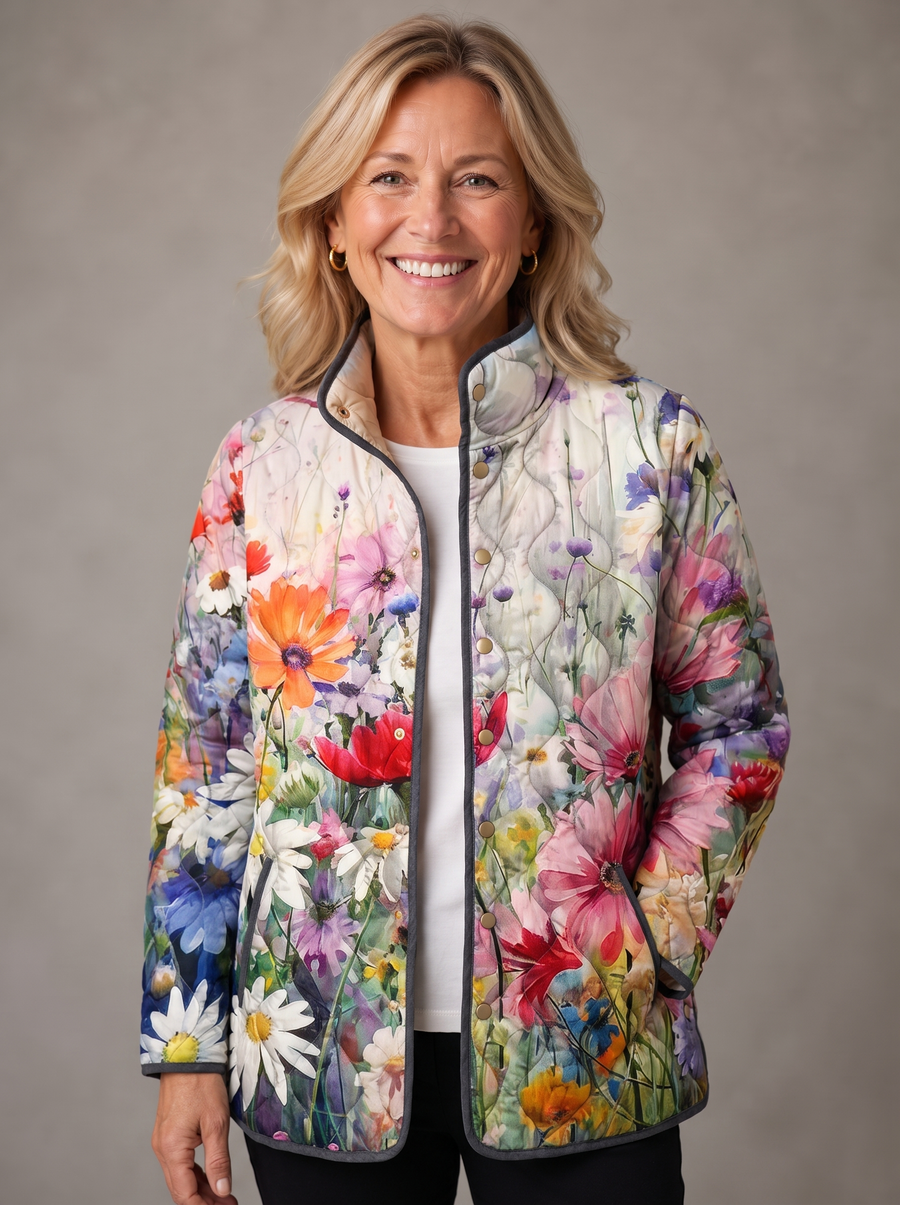 Nancy | Charming Vintage Floral Print Quilted Jacket