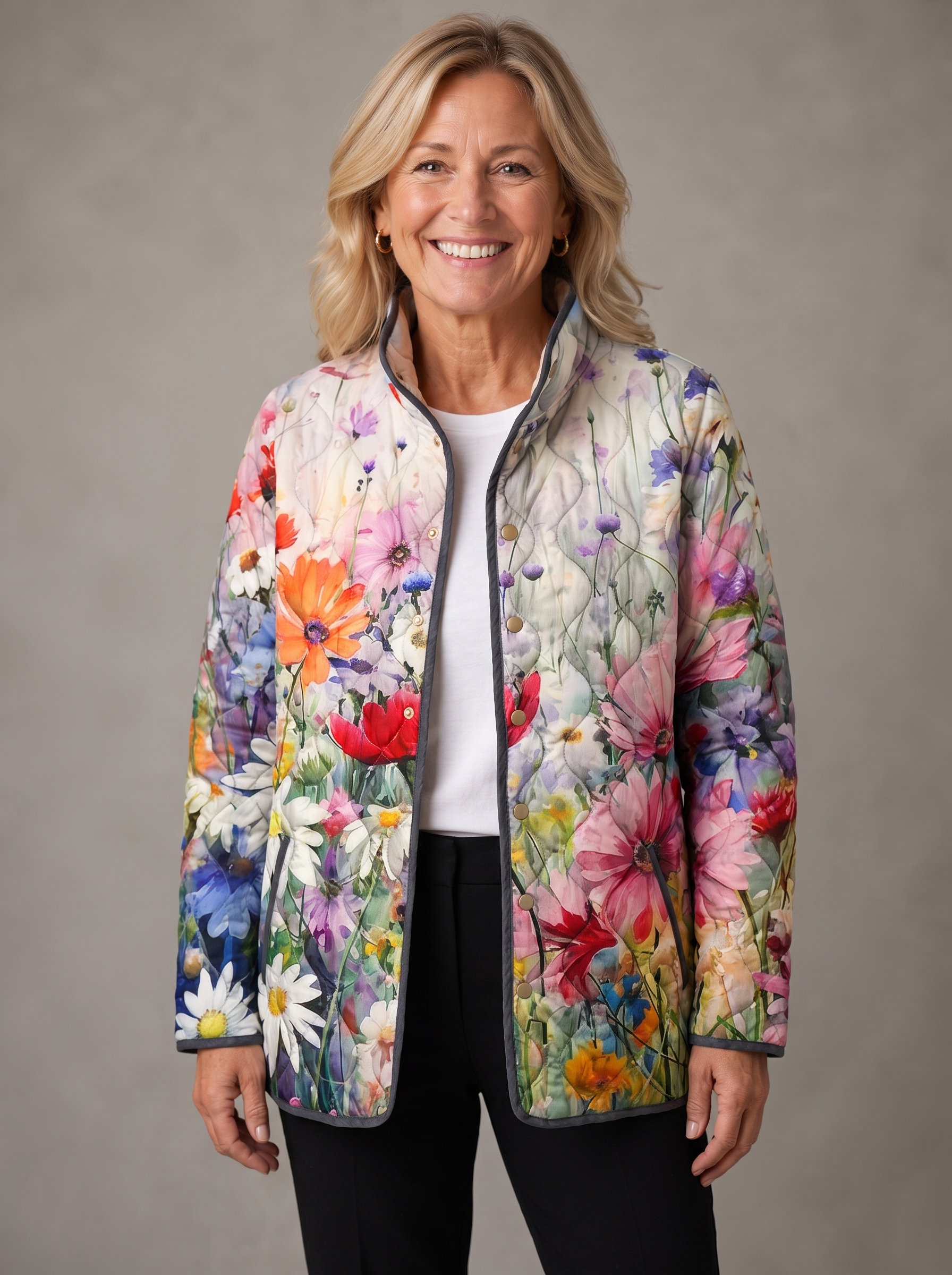 Kaia | Charming Vintage Floral Print Quilted Jacket